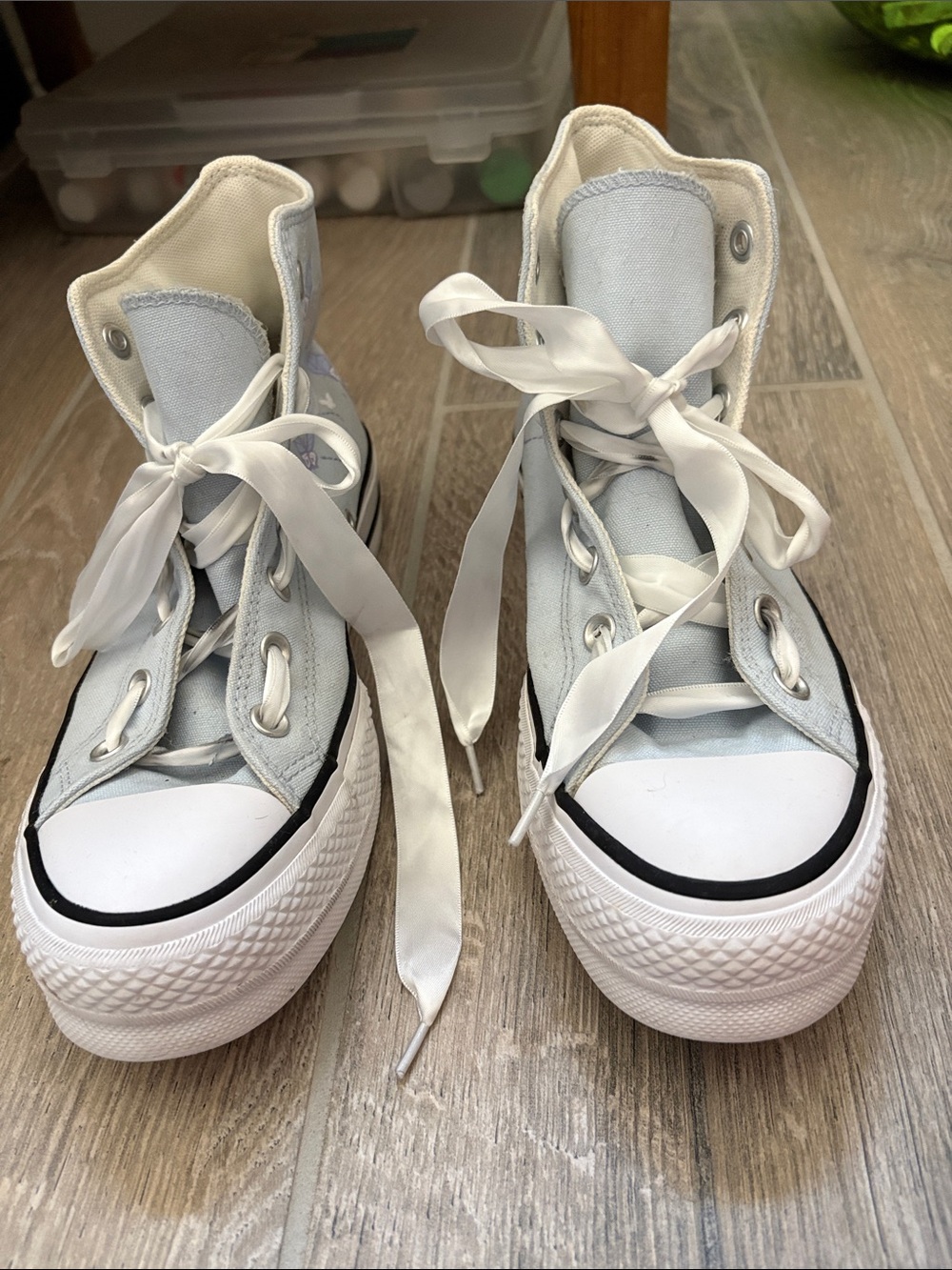 Converse Blue Butterfly Platform High tops. Size 8